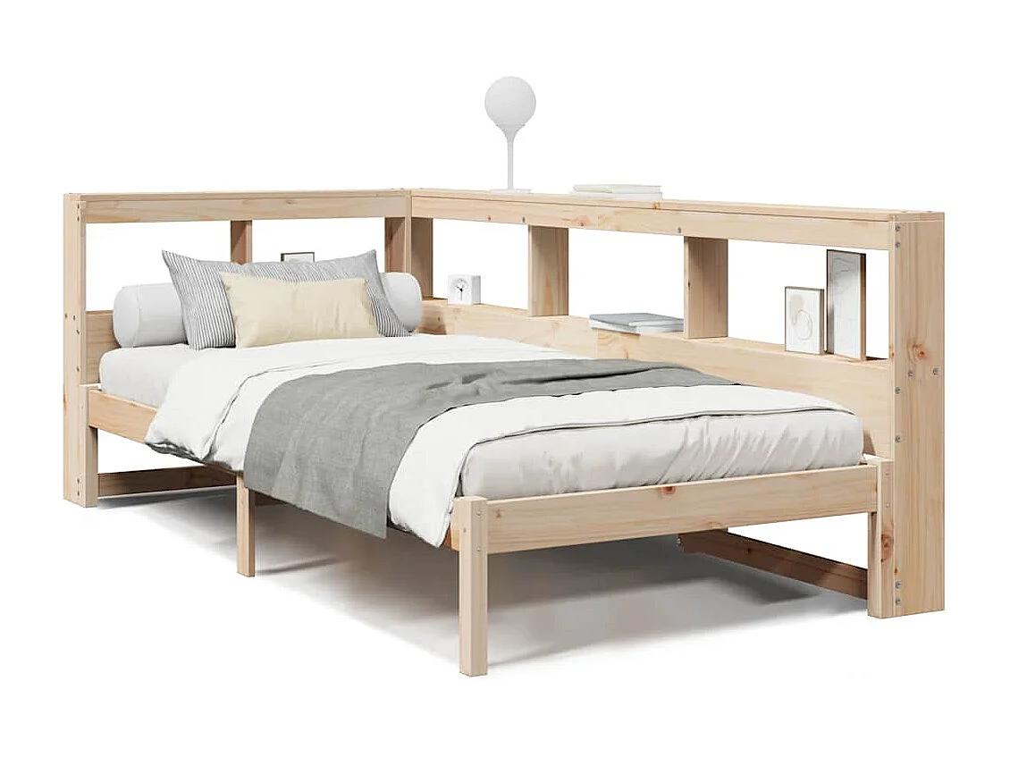 Cama com estante sem colchão 90x200 cm pinho maciço