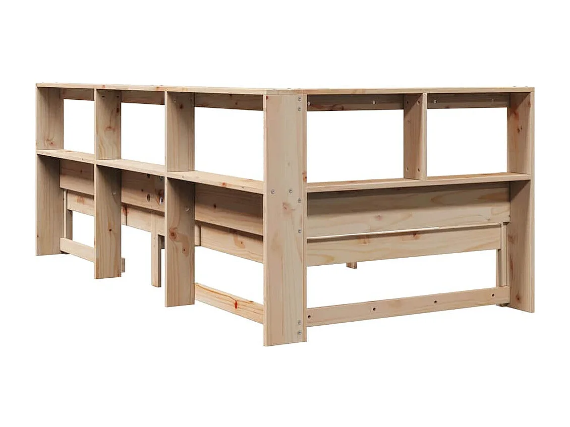 Cama com estante sem colchão 90x200 cm pinho maciço