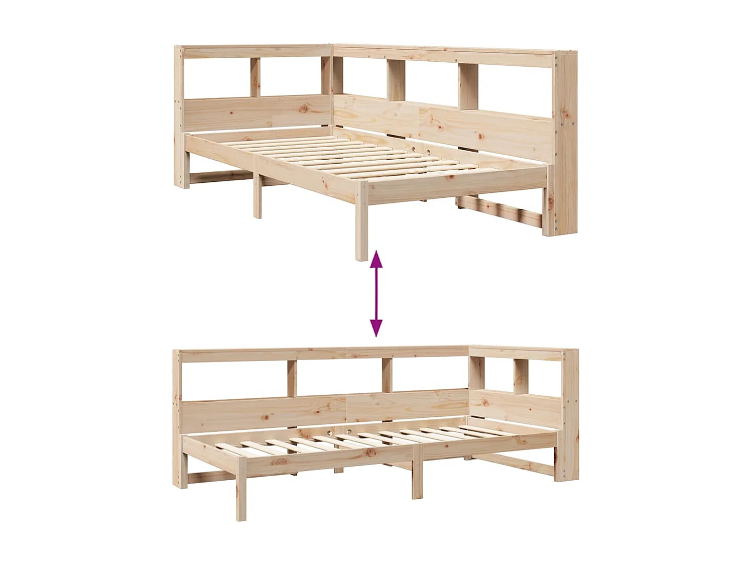 Cama com estante sem colchão 90x200 cm pinho maciço