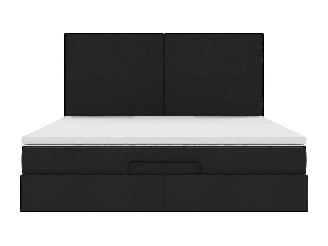 Cadre de lit ottoman avec matelas noir 180x200 cm tissu