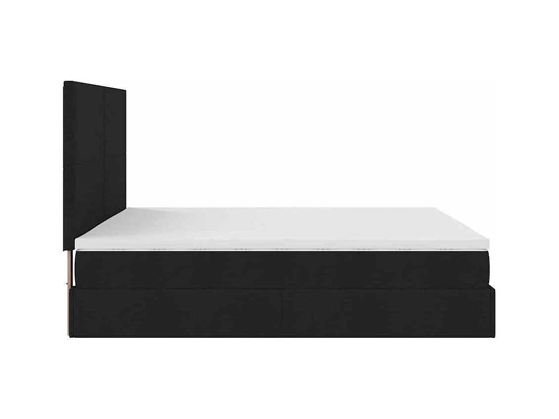 Cadre de lit ottoman avec matelas noir 180x200 cm tissu