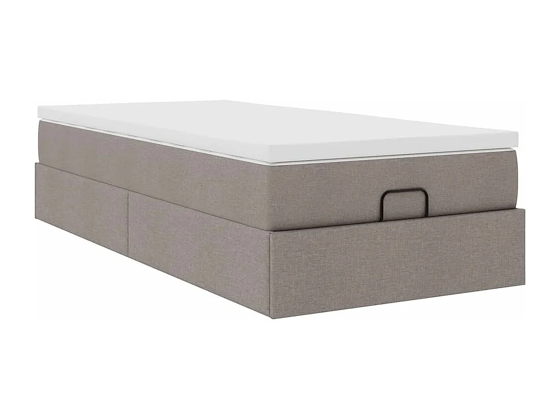 Cadre de lit ottoman avec matelas taupe 90x190 cm tissu