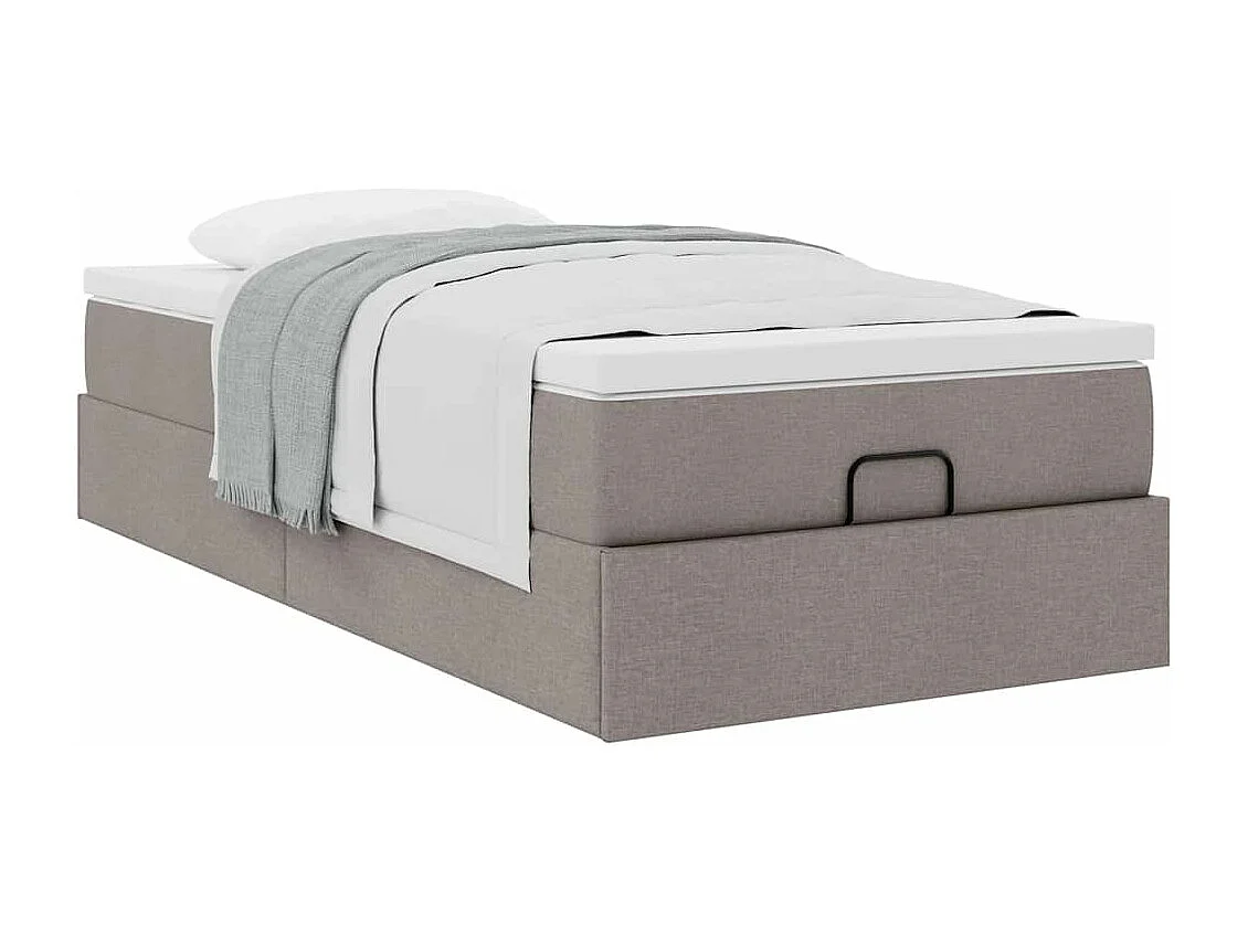 Cadre de lit ottoman avec matelas taupe 90x190 cm tissu