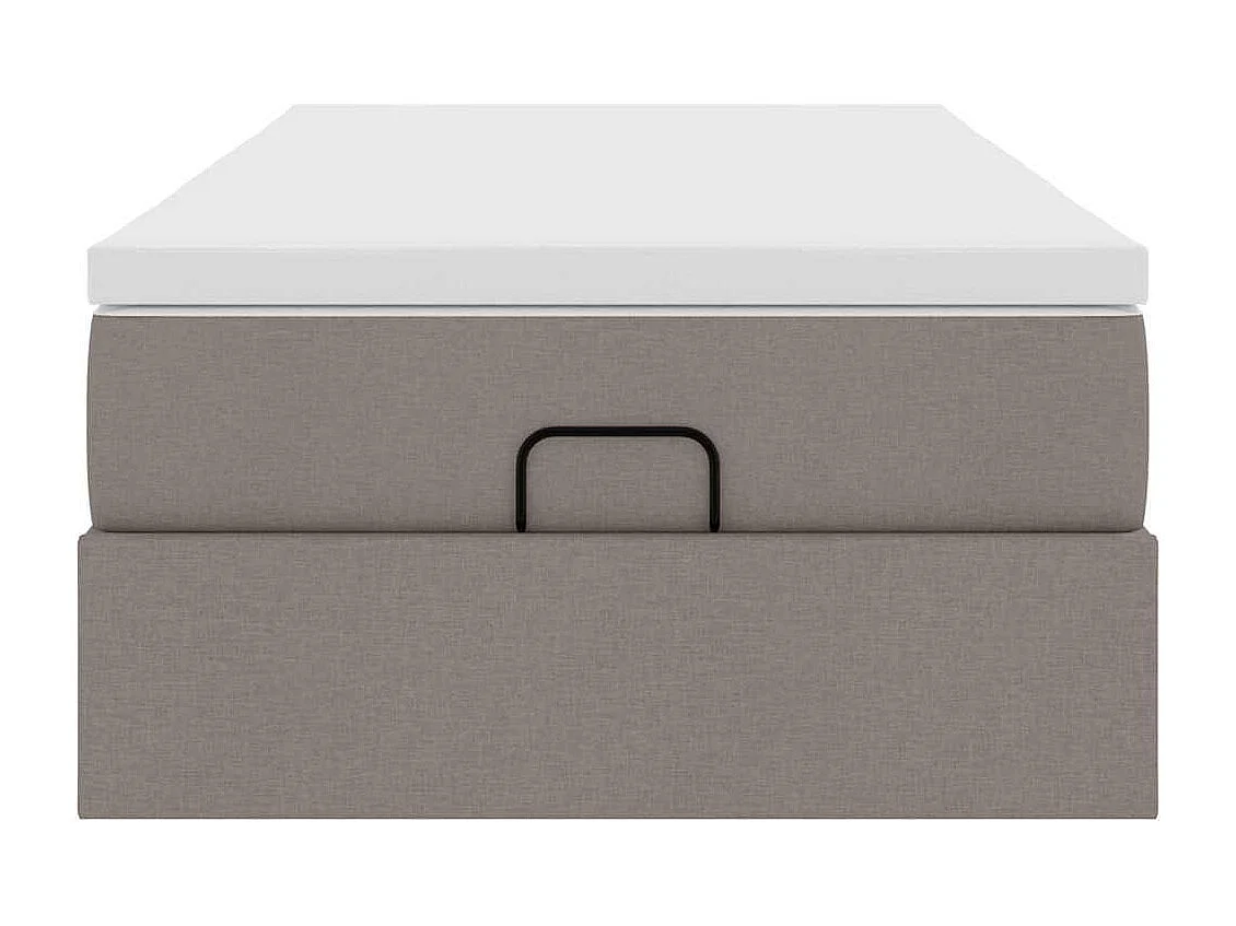 Cadre de lit ottoman avec matelas taupe 90x190 cm tissu