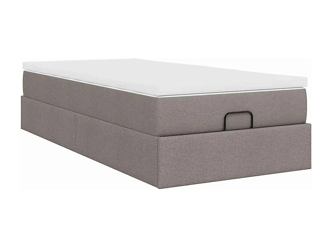 Cadre de lit ottoman avec matelas taupe 90x190 cm tissu
