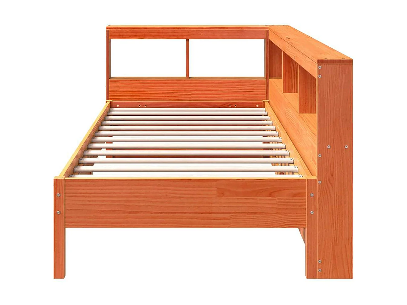 Cama com estante sem colchão 90x200cm pinho maciço castanho-mel
