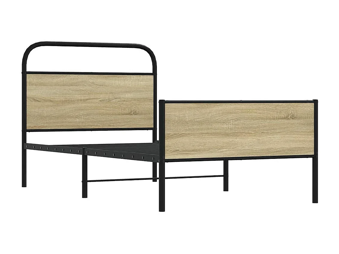Estructura de cama sin colchón 100x200 cm madera roble Sonoma