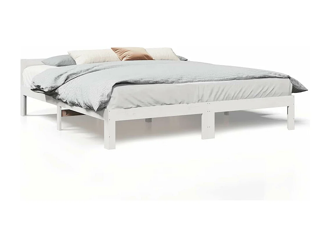 Cadre de lit sans matelas blanc 160x200 cm bois de pin massif