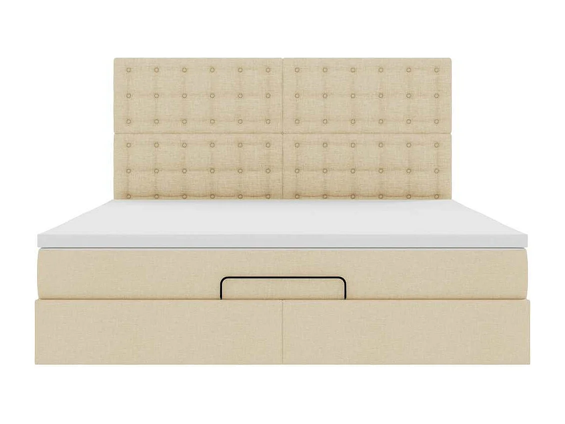 Estrutura de cama otomana com colchão tecido creme 160x200cm