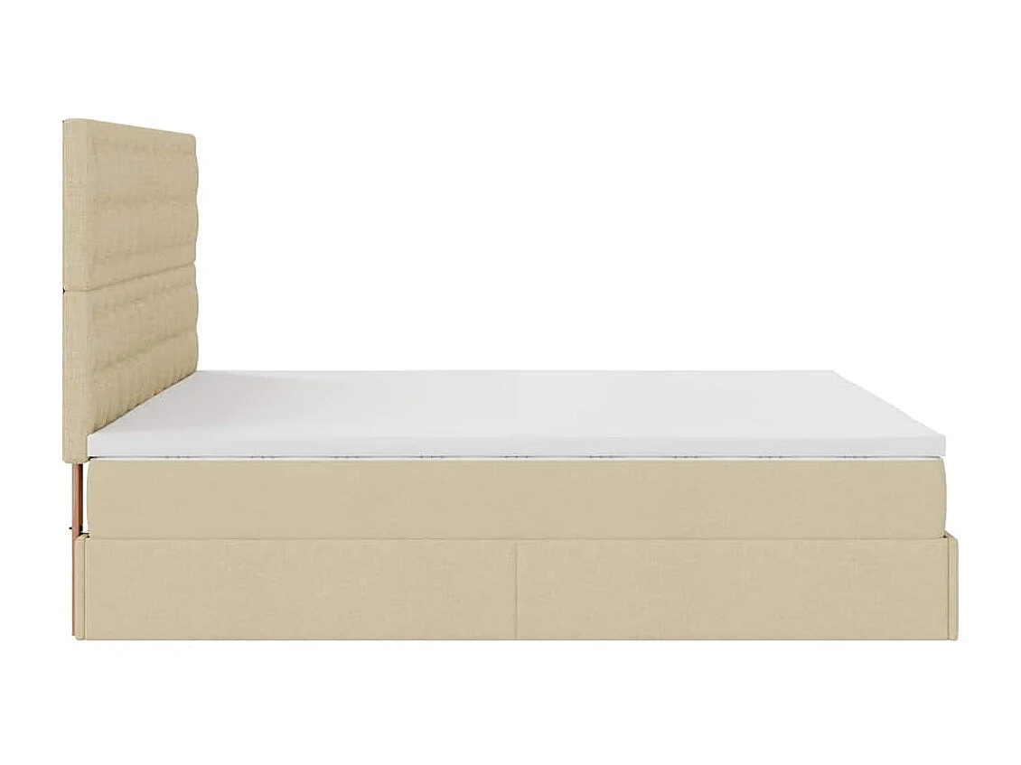 Estrutura de cama otomana com colchão tecido creme 160x200cm