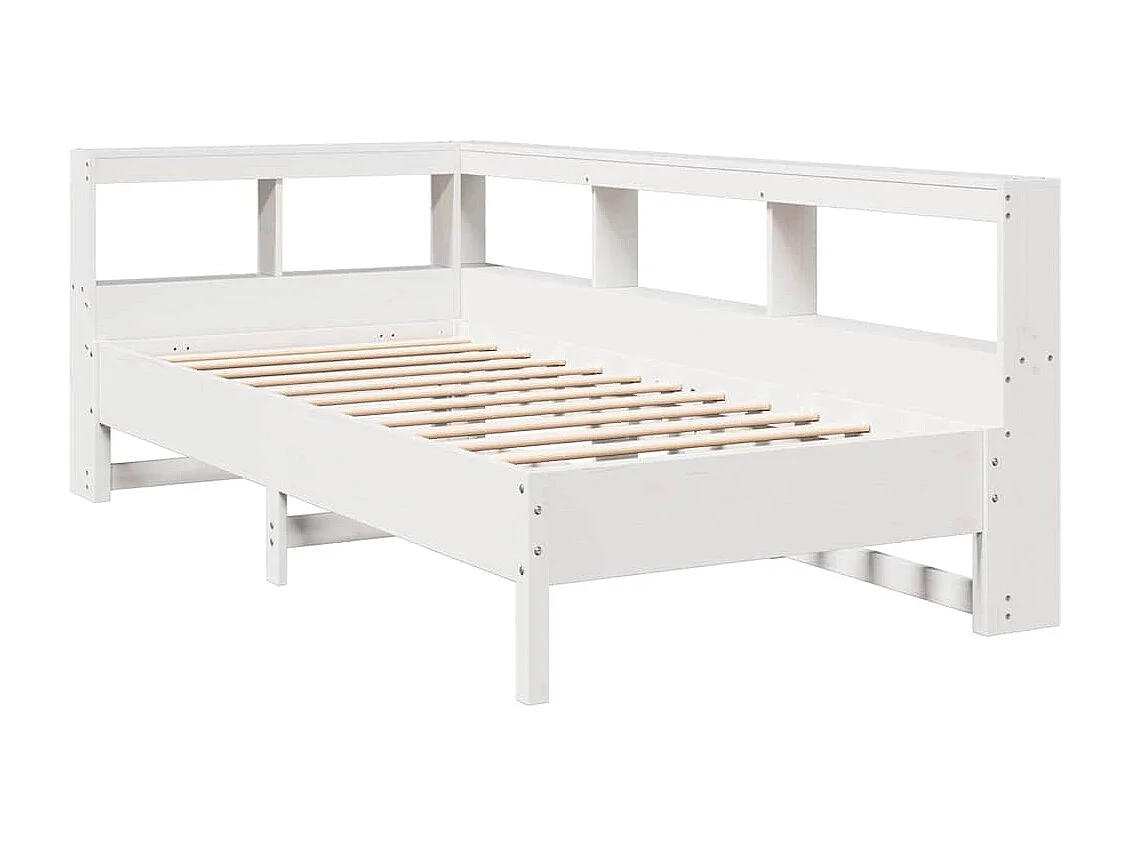 Lit bibliothèque sans matelas blanc 100x200 cm bois pin massif