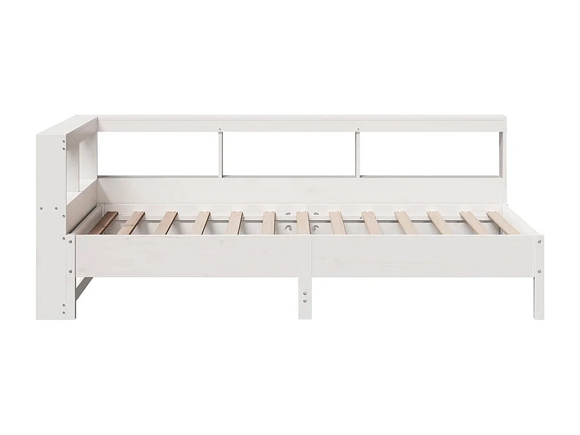 Lit bibliothèque sans matelas blanc 100x200 cm bois pin massif