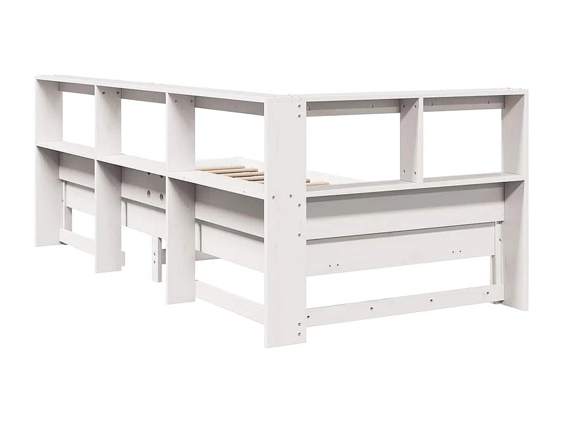 Lit bibliothèque sans matelas blanc 100x200 cm bois pin massif