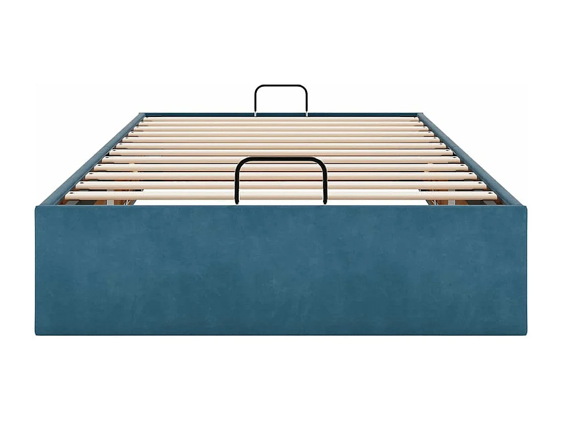 Otomano Bed Frame No Colchão Azul Escuro 80x200 cm Veludo