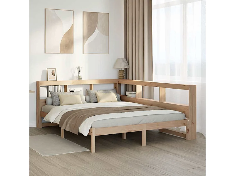 Bed met boekenkast zonder matras massief grenenhout 160x200 cm