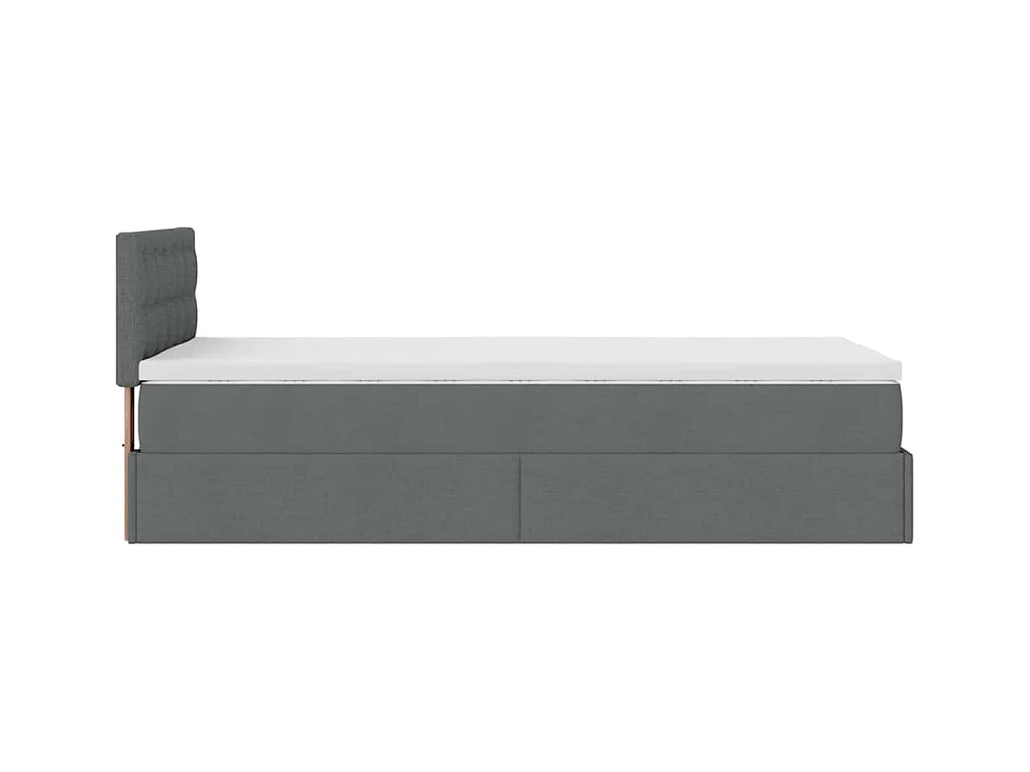 Cadre de lit ottoman avec matelas gris foncé 90x200 cm tissu