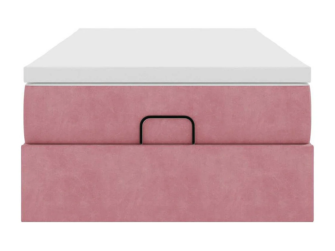 Cadre de lit ottoman avec matelas rose 90x190 cm velours