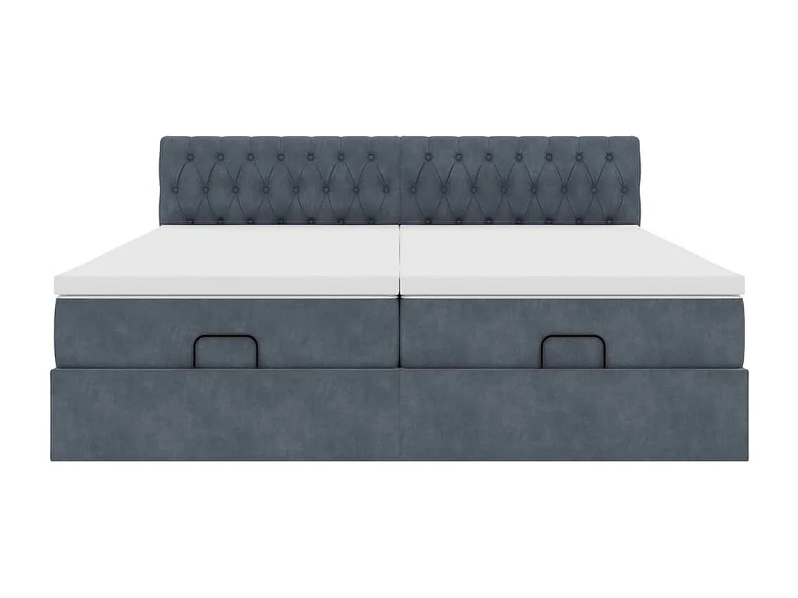Cadre de lit ottoman avec matelas gris foncé 180x200cm velours