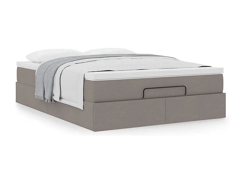 Cadre de lit ottoman avec matelas taupe 140x200 cm tissu