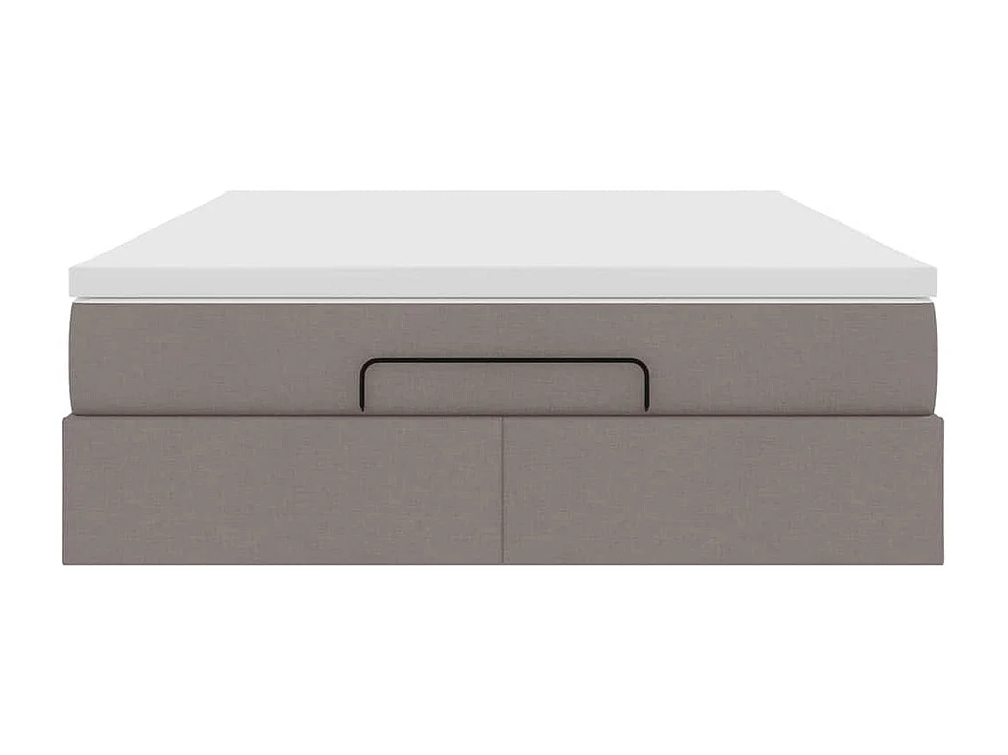 Cadre de lit ottoman avec matelas taupe 140x200 cm tissu