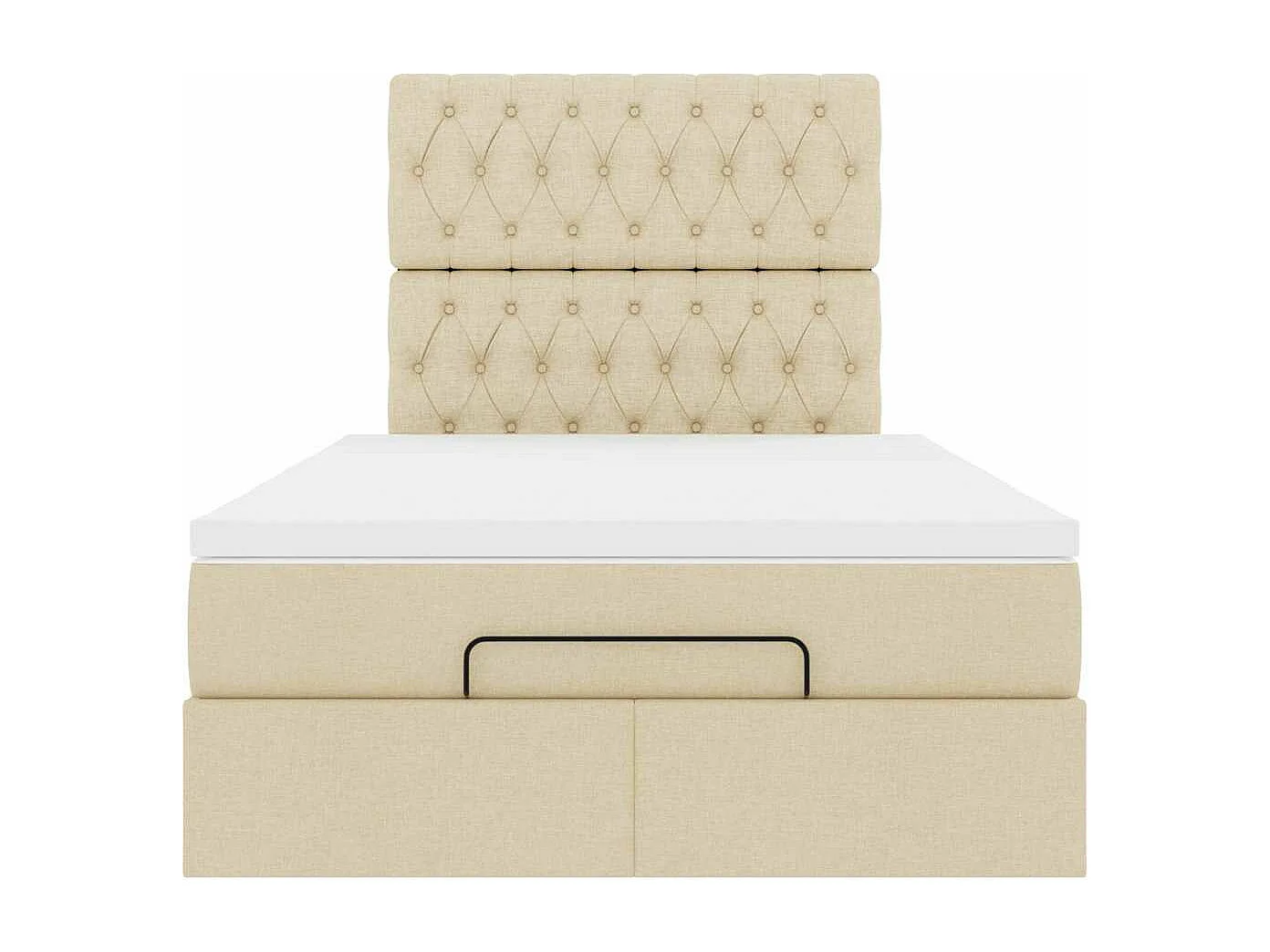 Estrutura de cama otomana com colchão 120x190 cm tecido creme