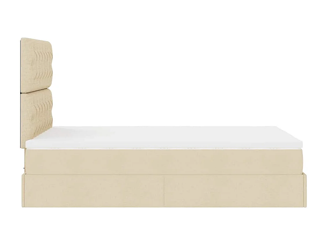 Cadre de lit ottoman avec matelas crème 120x190 cm tissu