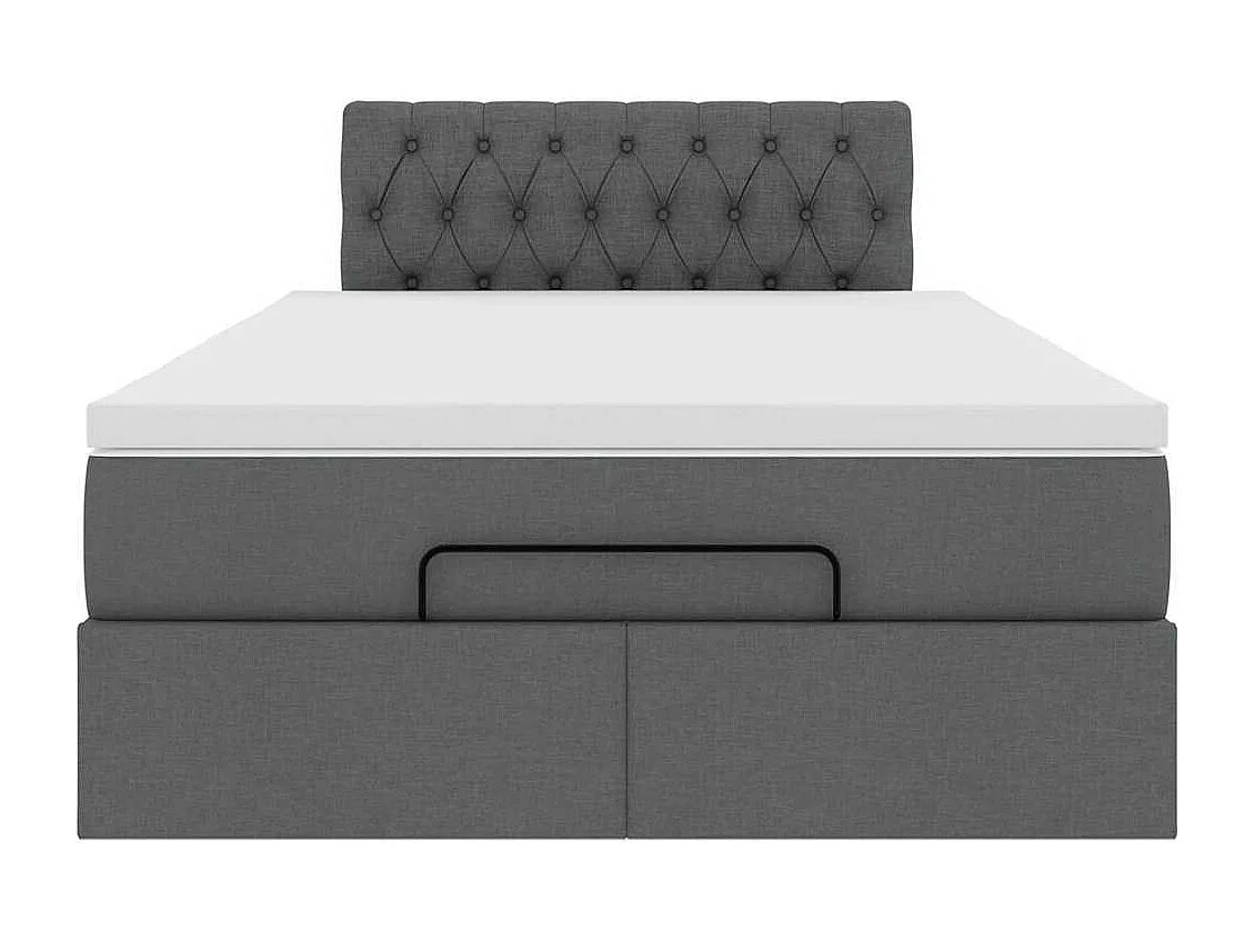 Lit ottoman avec matelas gris foncé 120x200 cm tissu