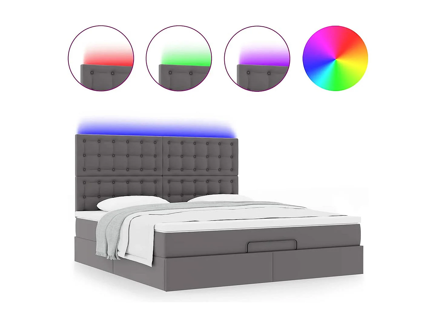Ottoman bed met matras en LED's 180x200cm kunstleer grijs