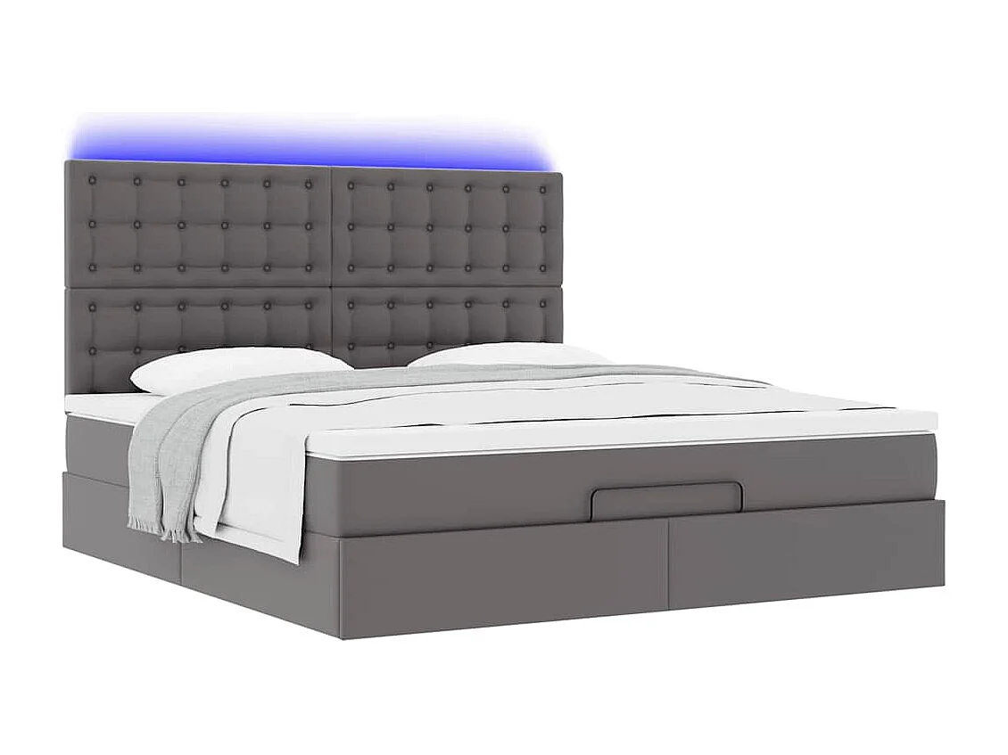 Ottoman bed met matras en LED's 180x200cm kunstleer grijs
