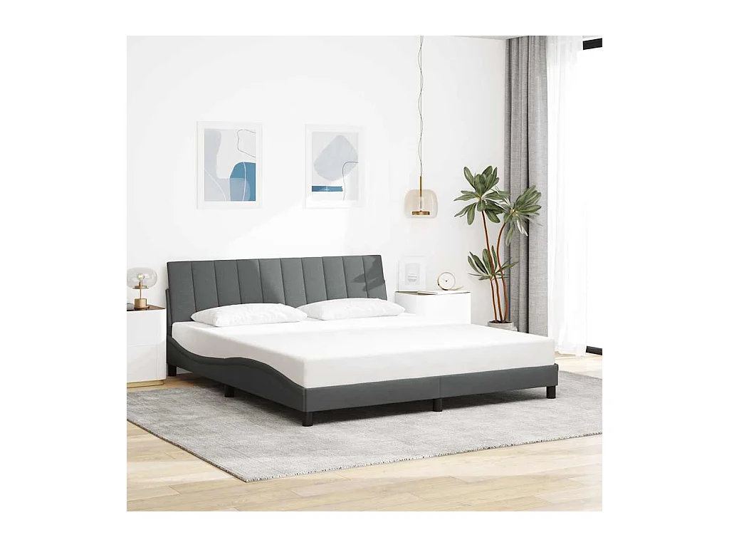 Cadre de lit sans matelas gris foncé 180x200 cm tissu