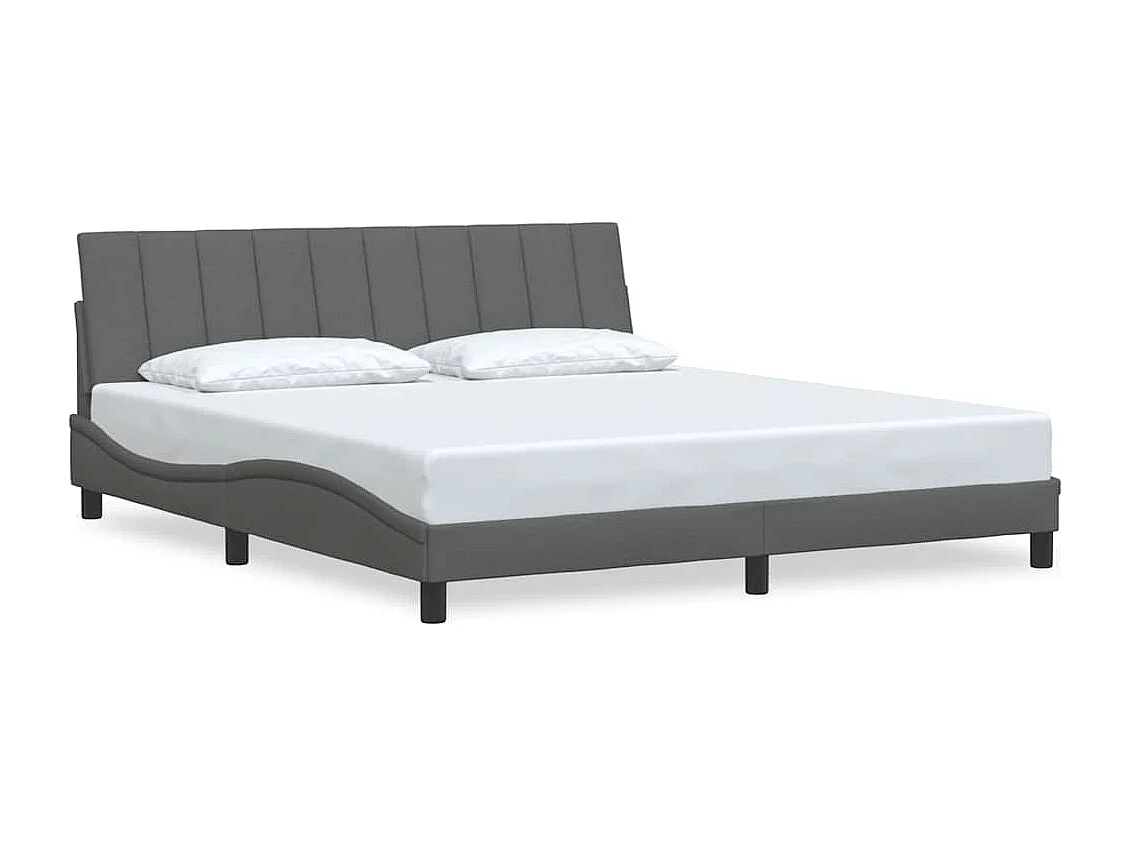 Cadre de lit sans matelas gris foncé 180x200 cm tissu