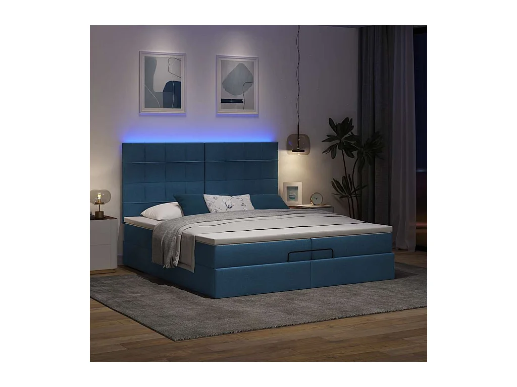 Estructura de cama otomana con colchones tela topo 200x200cm