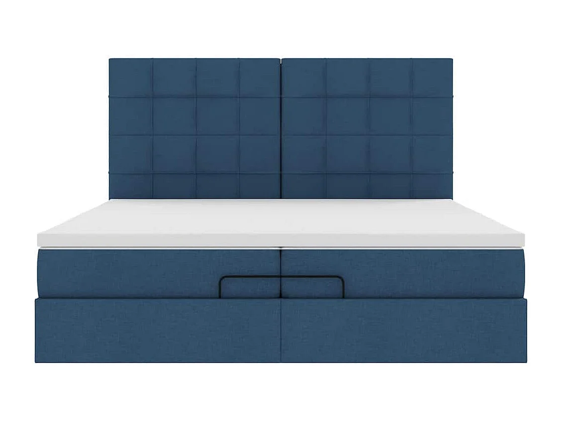 Cadre de lit ottoman avec matelas bleu 200x200cm tissu