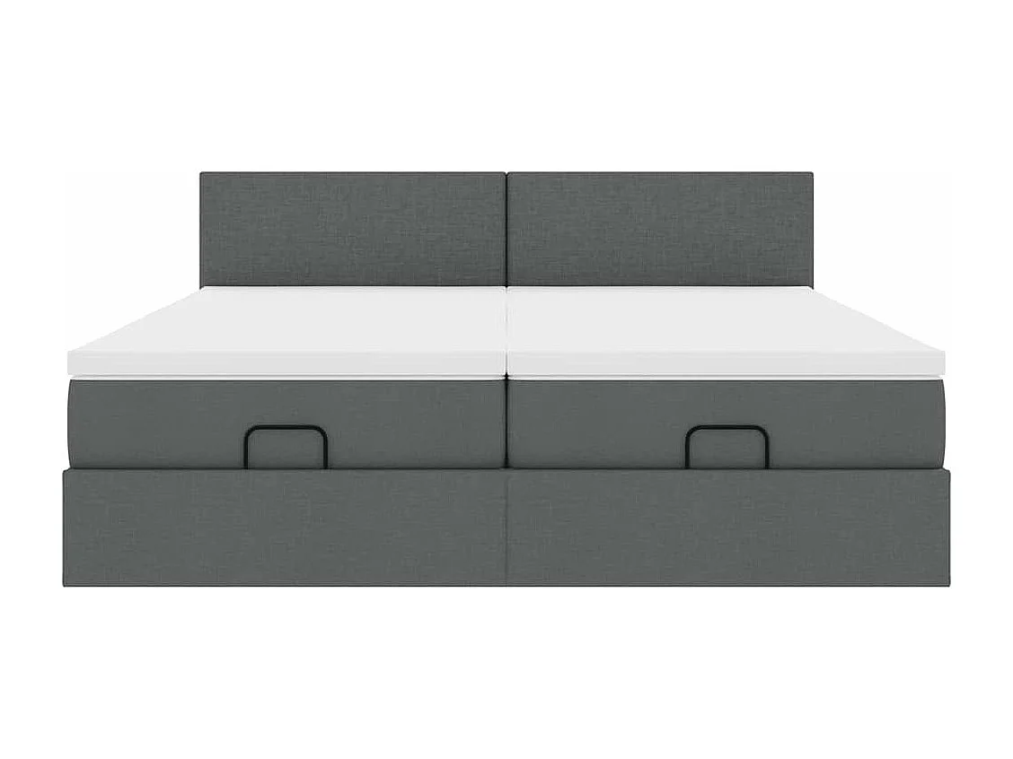 Cadre de lit ottoman avec matelas gris foncé 200x200cm tissu