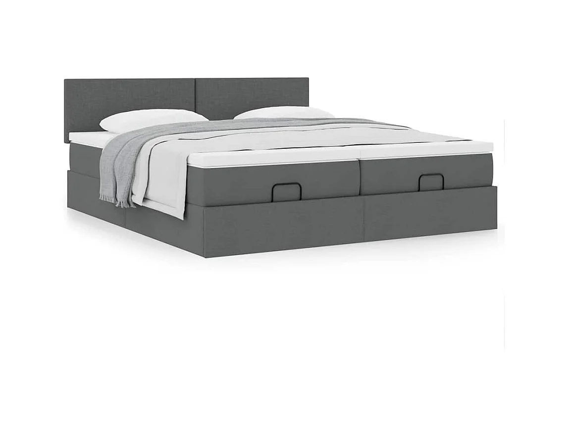 Ottoman bed met matrassen 200x200cm stof donkergrijs