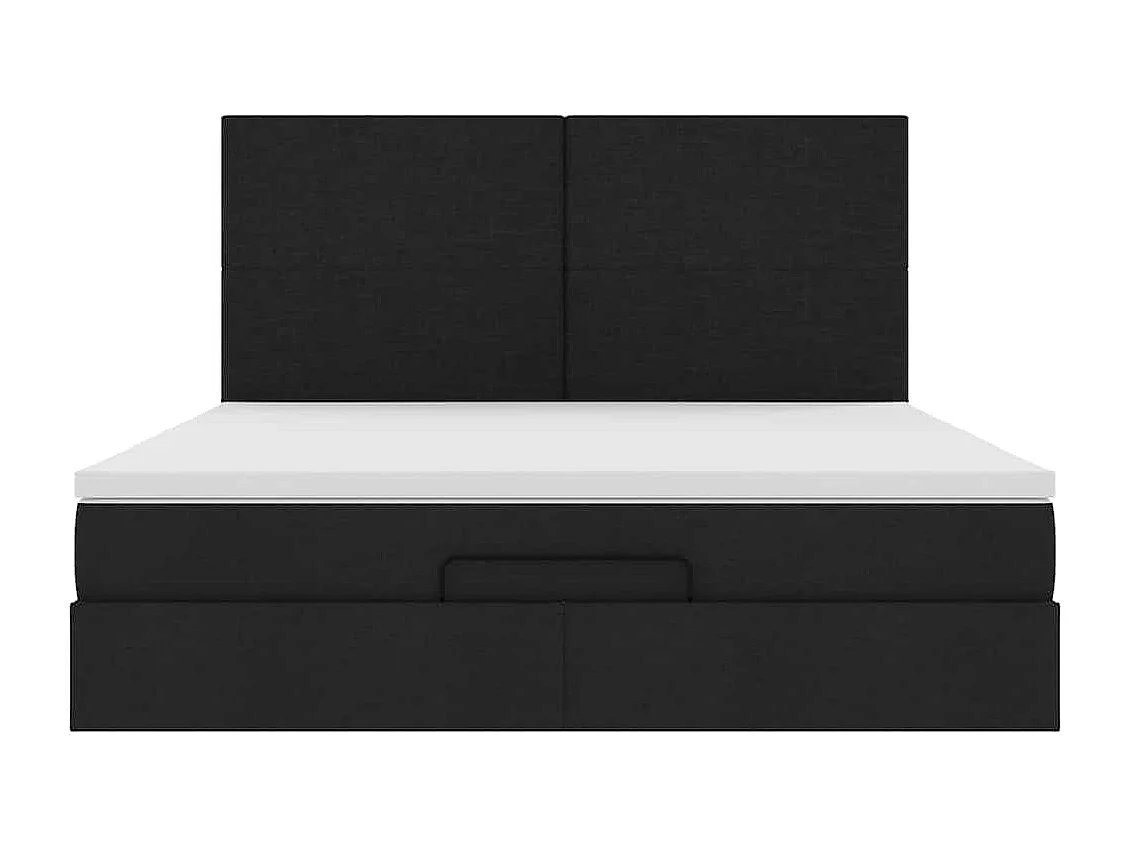 Ottoman bed met matras en LED's 160x200cm stof zwart