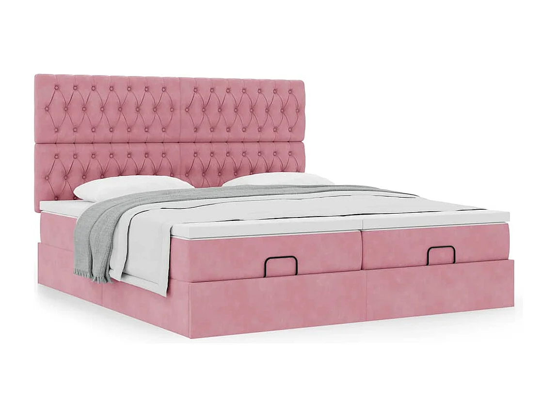 moldura de cama otomana  com colchão rosa 200x200cm Veludo