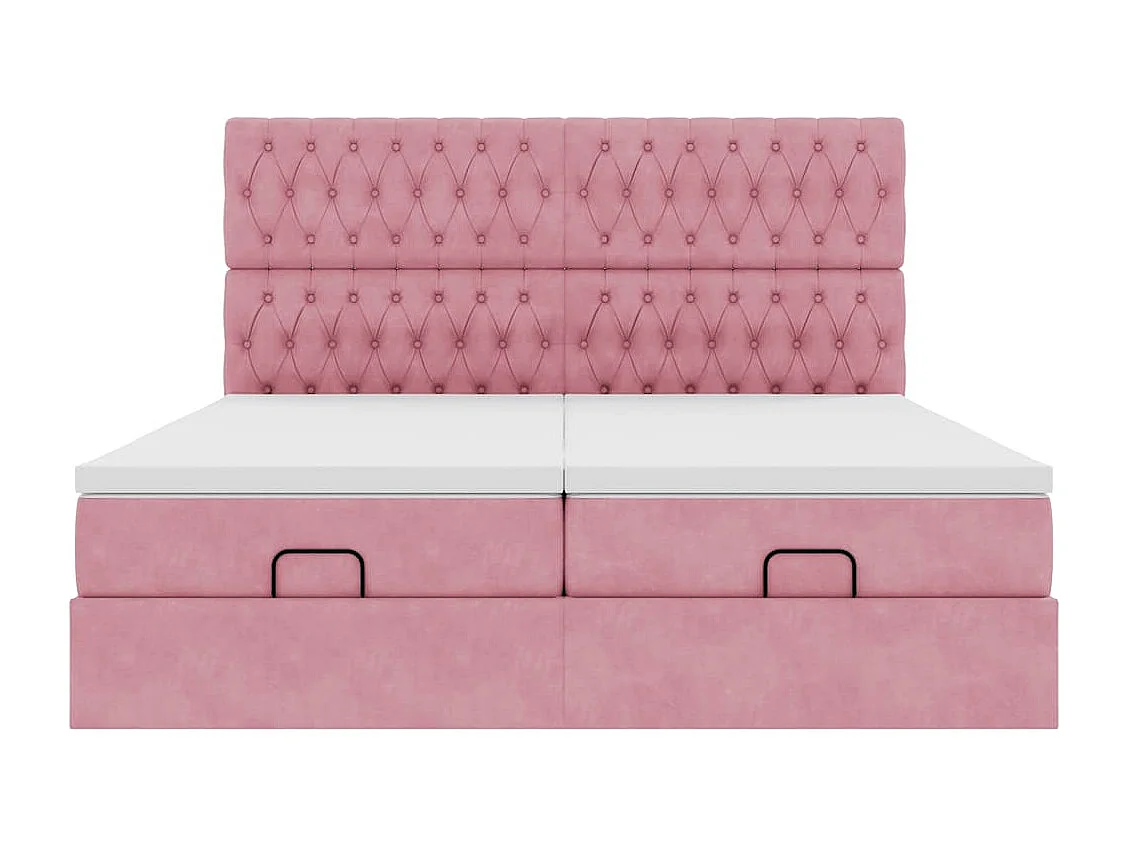 moldura de cama otomana  com colchão rosa 200x200cm Veludo