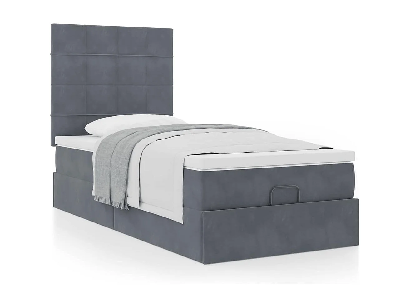 Cadre de lit ottoman avec matelas gris foncé 80x200 cm velours