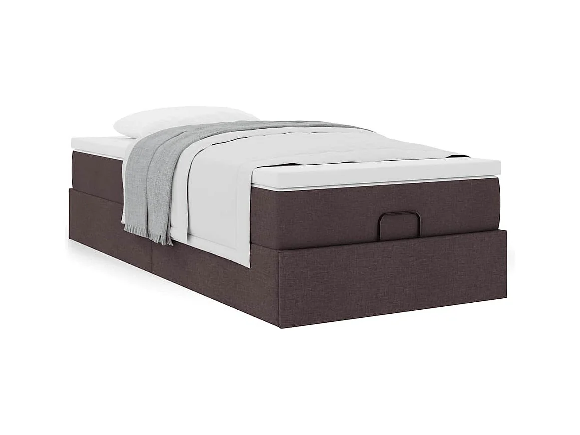 Ottoman bed met matras 90x190cm stof donkerbruin