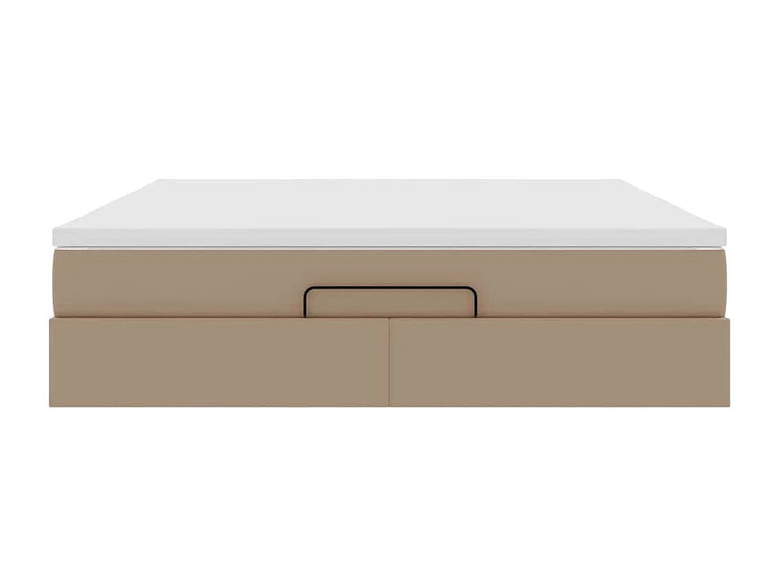 Estructura cama otomana colchón cappucino cuero sintético