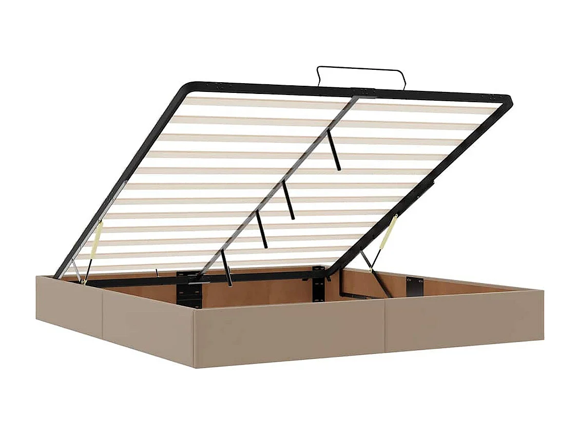 Estructura cama otomana colchón cappucino cuero sintético