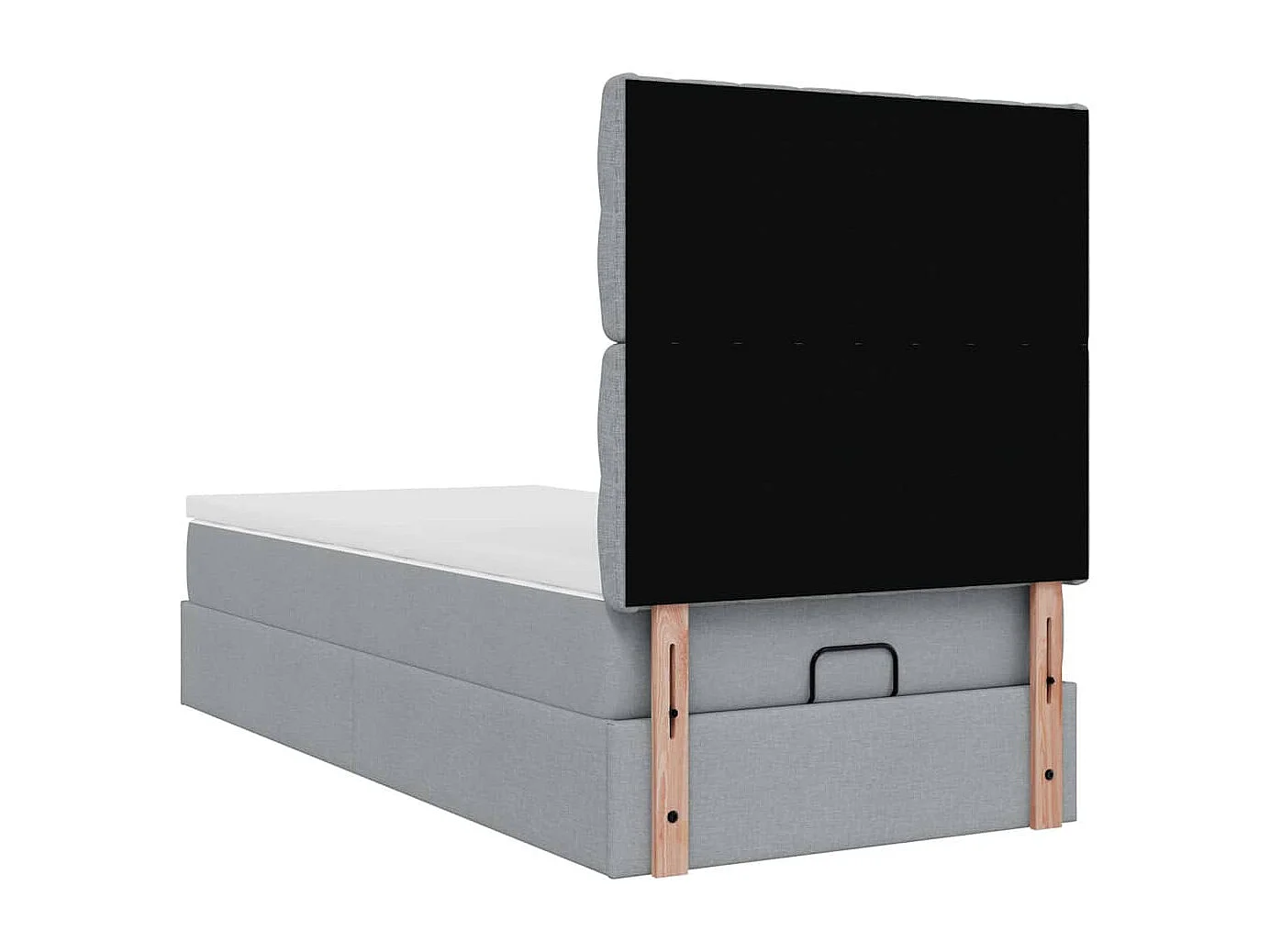 Cadre de lit ottoman et matelas gris clair 100x200 cm tissu