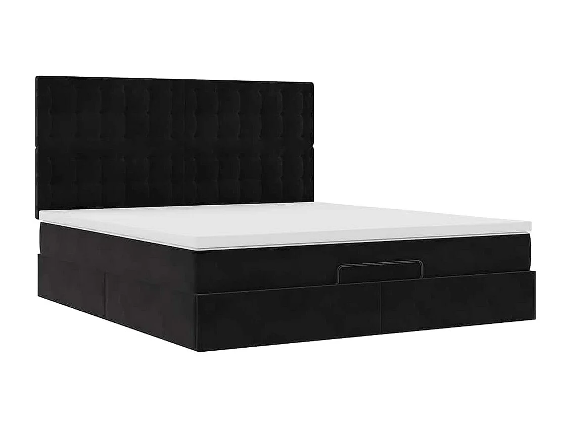 Cadre de lit ottoman avec matelas noir 160x200 cm velours