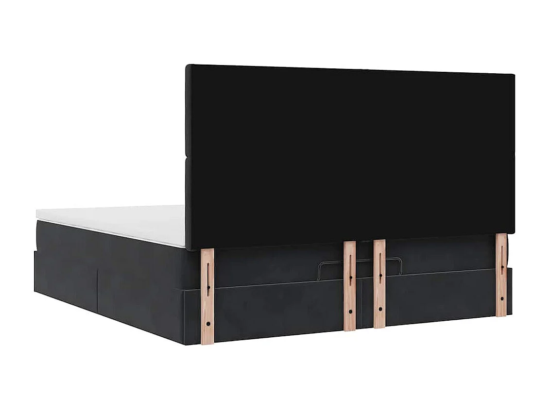 Cadre de lit ottoman avec matelas noir 160x200 cm velours