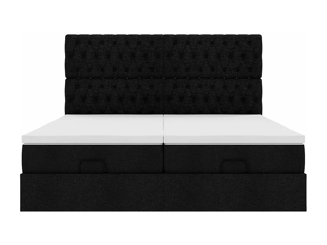 Cadre de lit ottoman avec matelas noir 200x200cm tissu