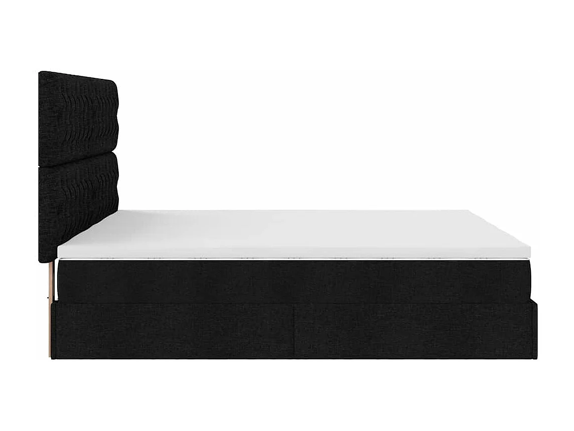 Cadre de lit ottoman avec matelas noir 200x200cm tissu