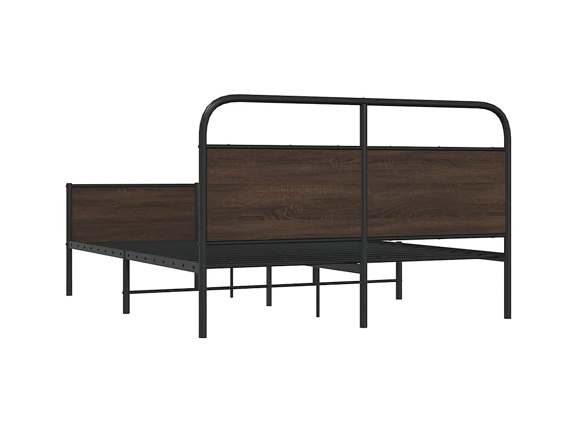 Estructura de cama sin colchón metal marrón roble 150x200 cm