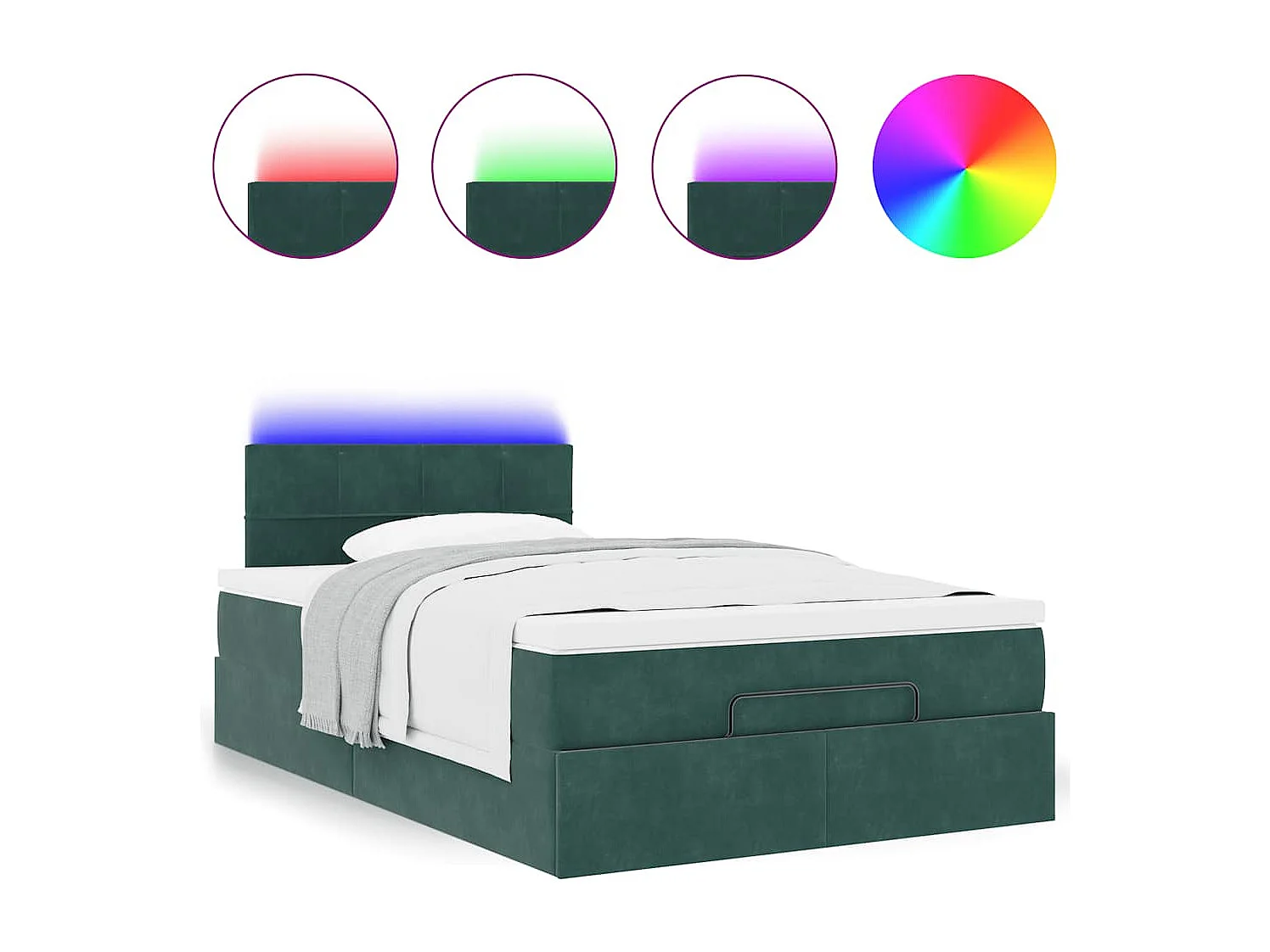 Cadre de lit ottoman avec matelas vert foncé 120x200 cm velours