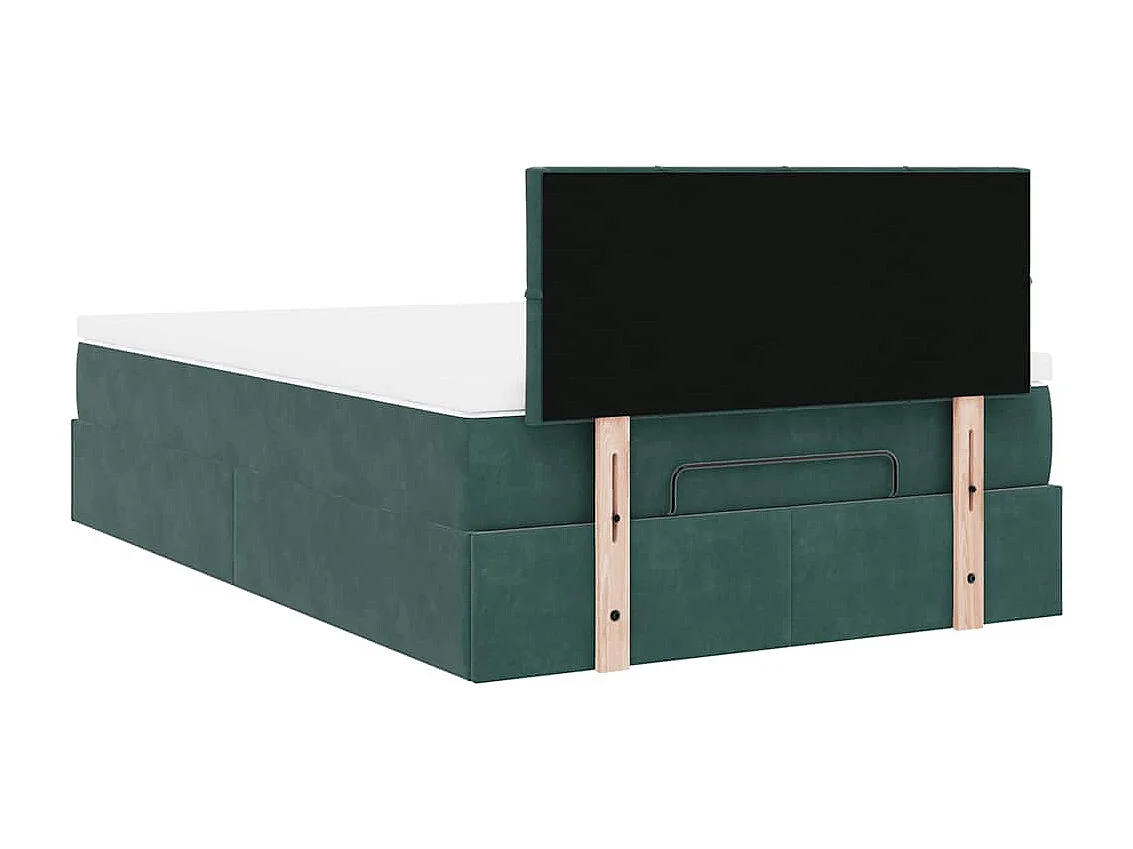 Cadre de lit ottoman avec matelas vert foncé 120x200 cm velours